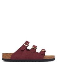 Birkenstock Klapki Florida 1033172 Bordowy. Czerwone klapki damskie Birkenstock, bez wzorów, z nubiku, bez obcasa, bez zapięcia. Za 525.99 zł.