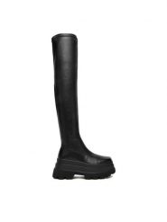 DeeZee Kozaki 2163-11 Czarny. Czarne kozaki damskie DeeZee, z materiału, bez obcasa, na płaskiej podeszwie, bez zapięcia. Za 249.99 zł.