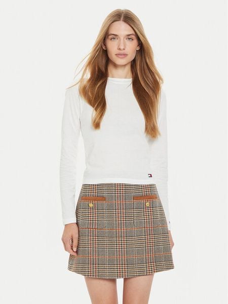 Tommy Hilfiger Bluzka UW0UW05636 Écru Regular Fit. Bluzki damskie Tommy Hilfiger, s, bez wzorów, z bawełny, bez kołnierzyka, bez ramiączek. Za 139.99 zł.