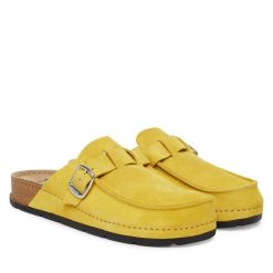 Klapki Scholl. Żółte klapki damskie Scholl, bez wzorów, bez obcasa, bez zapięcia. Za 434.99 zł.