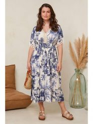 Curvy Lady Sukienka w kolorze granatowo-kremowym rozmiar: 44/46. Brązowe sukienki damskie Curvy Lady, bez wzorów, z wiskozy, klasyczne, bez ramiączek. Za 189.29 zł.