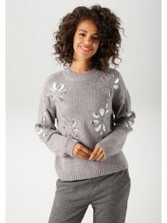 Aniston Sweter w kolorze szarym rozmiar: 38. Szare swetry klasyczne damskie Aniston, ze splotem, bez kołnierzyka. Za 91.77 zł.