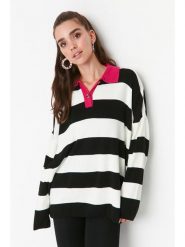 Trendyol Sweter w kolorze różowo-biało-czarnym rozmiar: M. Białe swetry klasyczne damskie Trendyol, m, bez kołnierzyka. Za 60.99 zł.
