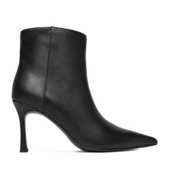 Botki Eva Minge. Czarne botki damskie Eva Minge, bez obcasa, na szpilce, bez zapięcia. Za 419.99 zł.