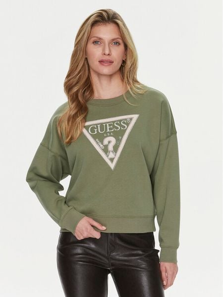 Guess Bluza Pony W4RQ13 KC5H2 Zielony Regular Fit. Zielone bluzy damskie Guess, xl, z aplikacjami, z syntetyku, bez kaptura. Za 179.99 zł.