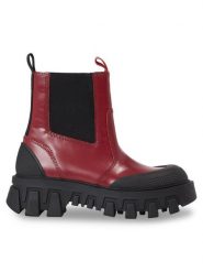 Tommy Jeans Sztyblety Tjw Chunky Chelsea Mix Material EN0EN02375 Czerwony. Czerwone botki damskie Tommy Jeans, z jeansu, bez obcasa, na płaskiej podeszwie, bez zapięcia. Za 499.99 zł.
