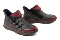 RIEKER TEX N1353-52 green, botki damskie. Zielone botki damskie Rieker, z gumy, bez obcasa, bez zapięcia. Za 365.42 zł.