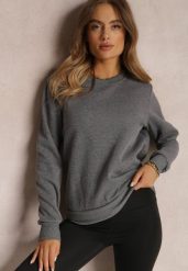 Ciemnoszara Bluza Diyo. Szare bluzy damskie Renee, na jesień, l, bez wzorów, z jeansu, bez kaptura. Za 39.99 zł.