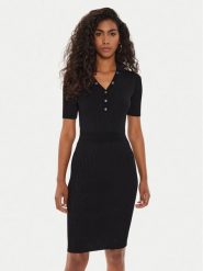 Guess Sukienka dzianinowa W4YK16 Z37K0 Czarny Slim Fit. Czarne sukienki damskie Guess, z aplikacjami, z dzianiny, bez ramiączek. Za 299.99 zł.