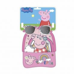 Zestaw z czapką i okularami przeciwsłonecznymi Peppa Pig Różowy. Czerwone czapki damskie peppa pig, bez wzorów, z materiału. Za 74.20 zł.
