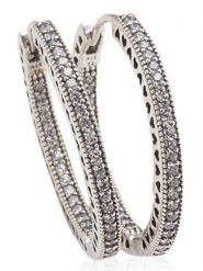 Pandora Srebrne kolczyki-kreole z cyrkoniami rozmiar: onesize. Szare kolczyki damskie Pandora, z cyrkonią, srebrne. Za 349.73 zł.