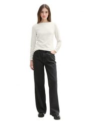 TOM TAILOR Denim Koszulka w kolorze kremowym rozmiar: S. Brązowe koszulki damskie TOM TAILOR DENIM, s, bez wzorów, z bawełny, bez kołnierzyka, bez ramiączek. Za 52.67 zł.