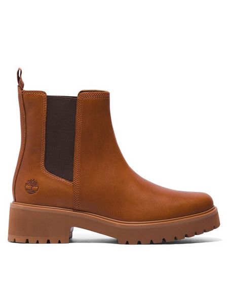 Timberland Sztyblety Carnaby Cool Basic Chlsea TB0A41E6F131 Brązowy. Brązowe botki damskie Timberland, ze skóry, bez obcasa, na płaskiej podeszwie, bez zapięcia. Za 449.99 zł.