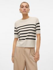 Vero Moda Sweter w kolorze kremowo-czarnym rozmiar: S. Brązowe swetry klasyczne damskie Vero Moda, s, ze splotem, bez kołnierzyka. Za 69.99 zł.