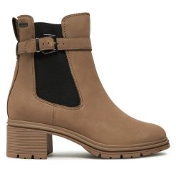 Botki Tamaris. Brązowe botki damskie Tamaris, bez obcasa, na słupku, bez zapięcia. Za 439.99 zł.