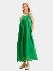 Desigual Sukienka letnia Porland 24SWVW21 Zielony Loose Fit. Zielone sukienki damskie Desigual, bez wzorów, z bawełny, bez ramiączek. Za 359.99 zł.