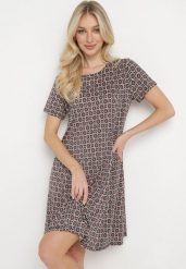 Czarno-Bordowa Wiskozowa Sukienka w Mozaikowy Wzór o Rozkloszowanym Kroju Faellina. Czarne sukienki damskie Born2be, bez wzorów, z wiskozy, bez ramiączek. Za 69.99 zł.