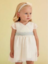 Abel & Lula Sukienka elegancka 5005 Écru. Sukienki dziewczęce Abel & Lula, bez wzorów, z syntetyku, bez ramiączek. Za 229.99 zł.