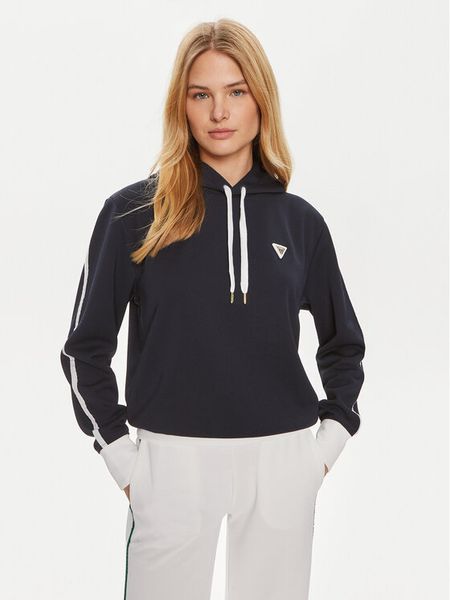 Guess Bluza V4GQ01 KBFB2 Granatowy Regular Fit. Niebieskie bluzy damskie Guess, l, z aplikacjami, z syntetyku, bez kaptura. Za 219.99 zł.