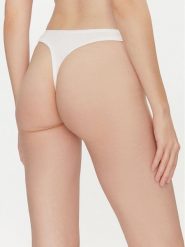 Tommy Hilfiger Stringi UW0UW05741 Biały. Białe stringi Tommy Hilfiger, bez wzorów, z bawełny. Za 49.99 zł.