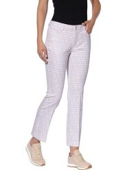 Heine Spodnie chino w kolorze biało-fioletowym rozmiar: 44. Białe spodnie materiałowe damskie Heine, bez wzorów. Za 56.79 zł.