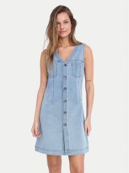 Noisy May Sukienka jeansowa Rikka 27033695 Niebieski Slim Fit. Niebieskie sukienki damskie Noisy may, bez wzorów, z bawełny, bez ramiączek. Za 129.99 zł.