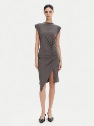 PINKO Sukienka codzienna 104614 A2HE Szary Regular Fit. Szare sukienki damskie Pinko, bez wzorów, z bawełny, bez ramiączek. Za 609.99 zł.