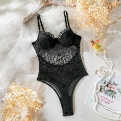 Body z koronką na specjalne okazje Orminda. Czarne body i gorsety Intica, bez wzorów, z koronki. Za 129.00 zł.