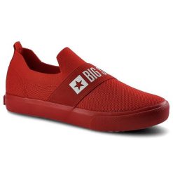 Czerwone Tenisówki Big Star Modne Obuwie Damskie. Czerwone obuwie sportowe damskie Big Star, bez wzorów, z gumy, bez zapięcia. Za 99.99 zł.