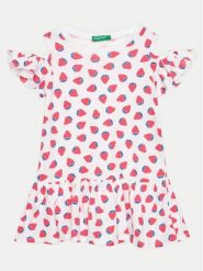 United Colors Of Benetton Sukienka codzienna 3M39GV00U Biały Regular Fit. Białe sukienki dziewczęce United Colors Of Benetton, bez wzorów, z bawełny, bez ramiączek, proste. Za 39.99 zł.