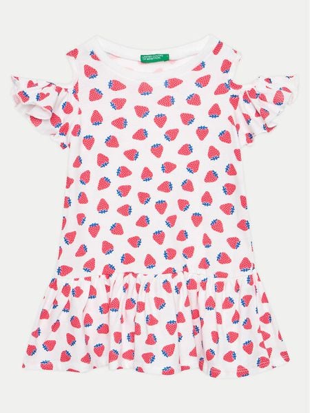 United Colors Of Benetton Sukienka codzienna 3M39GV00U Biały Regular Fit. Białe sukienki dziewczęce United Colors Of Benetton, bez wzorów, z bawełny, bez ramiączek, proste. Za 39.99 zł.