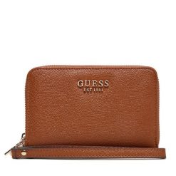 Portfel Guess. Brązowe portfele damskie Guess, z aplikacjami. Za 229.99 zł.