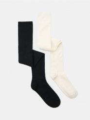 Prążkowane podkolanówki z domieszką bawełny 2 pack - wielobarwny. Skarpetki damskie Sinsay, bez wzorów, z bawełny. Za 17.99 zł.