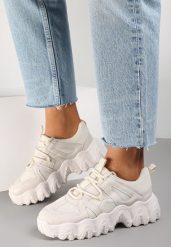 Beżowe Sneakersy Astima. Brązowe obuwie sportowe damskie Renee, bez zapięcia. Za 109.99 zł.