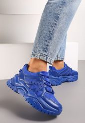 Niebieskie Sneakersy na Grubej Podeszwie z Wstawkami Naindia. Niebieskie obuwie sportowe damskie Born2be, bez zapięcia. Za 69.99 zł.