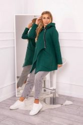 Bluza ocieplana z asymetrycznym suwakiem ciemno zielona. Zielone bluzy damskie KESI, l, bez wzorów, z bawełny, bez kaptura. Za 238.37 zł.