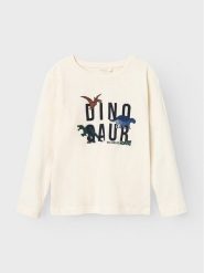 NAME IT Bluzka 13220044 Écru Regular Fit. T-shirty i koszulki chłopięce Name it, bez wzorów, z bawełny, bez kołnierzyka, bez ramiączek. Za 69.99 zł.