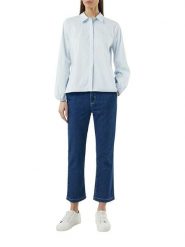 S.Oliver Bluzka w kolorze błękitno-białym rozmiar: 36. Niebieskie bluzki damskie S.Oliver, s, bez wzorów, bez kołnierzyka, bez ramiączek. Za 110.95 zł.