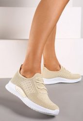 Beżowe Buty Sportowe Bretheis. Brązowe obuwie sportowe casual damskie Born2be, z dresówki. Za 24.99 zł.