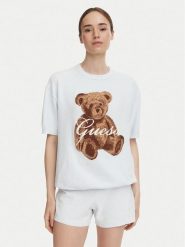 Guess T-Shirt O6BR03 Z1145 Niebieski jasny Regular Fit. Niebieskie t-shirty damskie Guess, xl, z aplikacjami, z syntetyku, bez kołnierzyka. Za 234.99 zł.