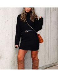 Milan Kiss Sukienka dzianinowa w kolorze czarnym rozmiar: S. Czarne sukienki damskie Milan Kiss, bez wzorów, z dzianiny, bez ramiączek. Za 152.99 zł.