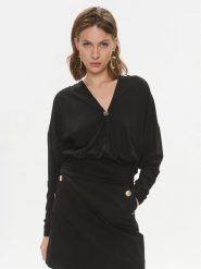 Pinko Bluzka Maga 102353 A1DE Czarny Regular Fit. Czarne bluzki damskie Pinko, s, bez wzorów, z wiskozy, bez kołnierzyka, bez ramiączek. Za 799.99 zł.