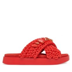 Klapki Inuikii. Czerwone klapki damskie Inuikii, bez wzorów, bez obcasa, bez zapięcia. Za 899.99 zł.