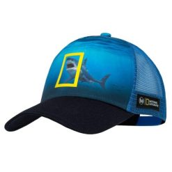 Czapka z daszkiem dla dorosłych Buff National Geographic Trucker Cap L/XL. Niebieskie czapki z daszkiem damskie Buff, bez wzorów, z elastanu. Za 73.99 zł.