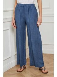 Fleur de Lin Lniane spodnie "Garibaldi" w kolorze granatowym rozmiar: S. Niebieskie spodnie materiałowe damskie Fleur de Lin, bez wzorów, ze lnu. Za 121.99 zł.