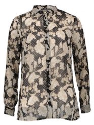 Guess Bluzka w kolorze czarno-beżowym rozmiar: XS. Brązowe bluzki damskie Guess, xs, z aplikacjami, bez kołnierzyka, bez ramiączek. Za 61.60 zł.