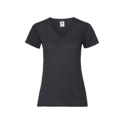 Koszulka Damska Valueweight Heather Z Dekoltem V. Szare bluzki damskie Fruit of the Loom, m, bez wzorów, bez kołnierzyka, bez ramiączek. Za 37.99 zł.