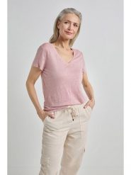 Josephine & Co Koszulka "Jelka" w kolorze jasnoróżowym rozmiar: M. Różowe bluzki damskie Josephine & Co, m, bez wzorów, ze lnu, bez kołnierzyka, bez ramiączek. Za 127.35 zł.