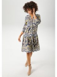 Aniston Sukienka w kolorze granatowo-żółtym rozmiar: 38. Niebieskie sukienki damskie Aniston, bez wzorów, z wiskozy, bez ramiączek. Za 97.05 zł.