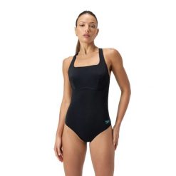 Strój kąpielowy damski Speedo Flex Band Anthracite. Czarne stroje jednoczęściowe Speedo, bez wzorów. Za 483.60 zł.